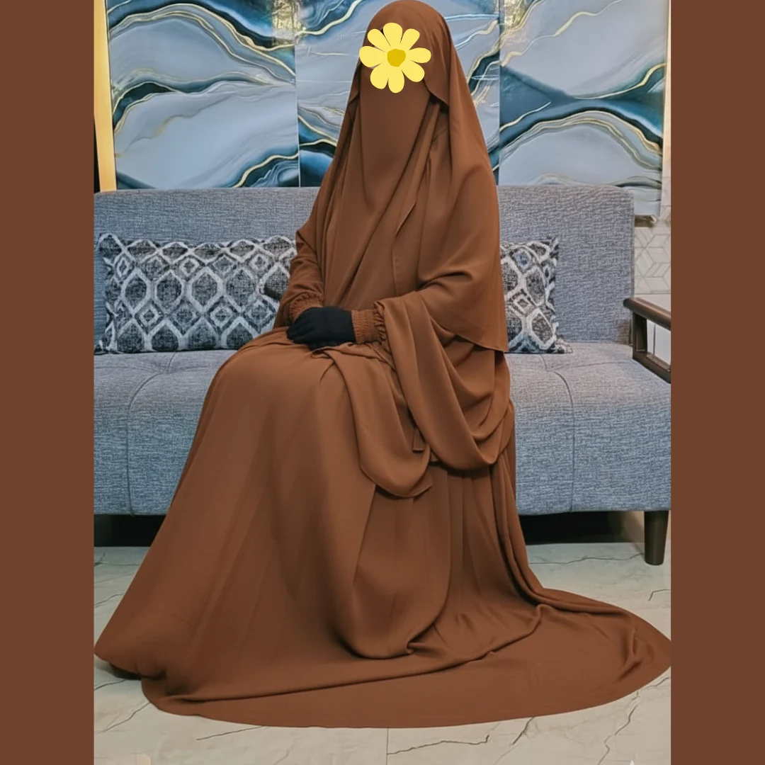 🌸 Cherry Fabrics Hoodie Hijab, Nose Niqab & Burkha Set Muttaki104