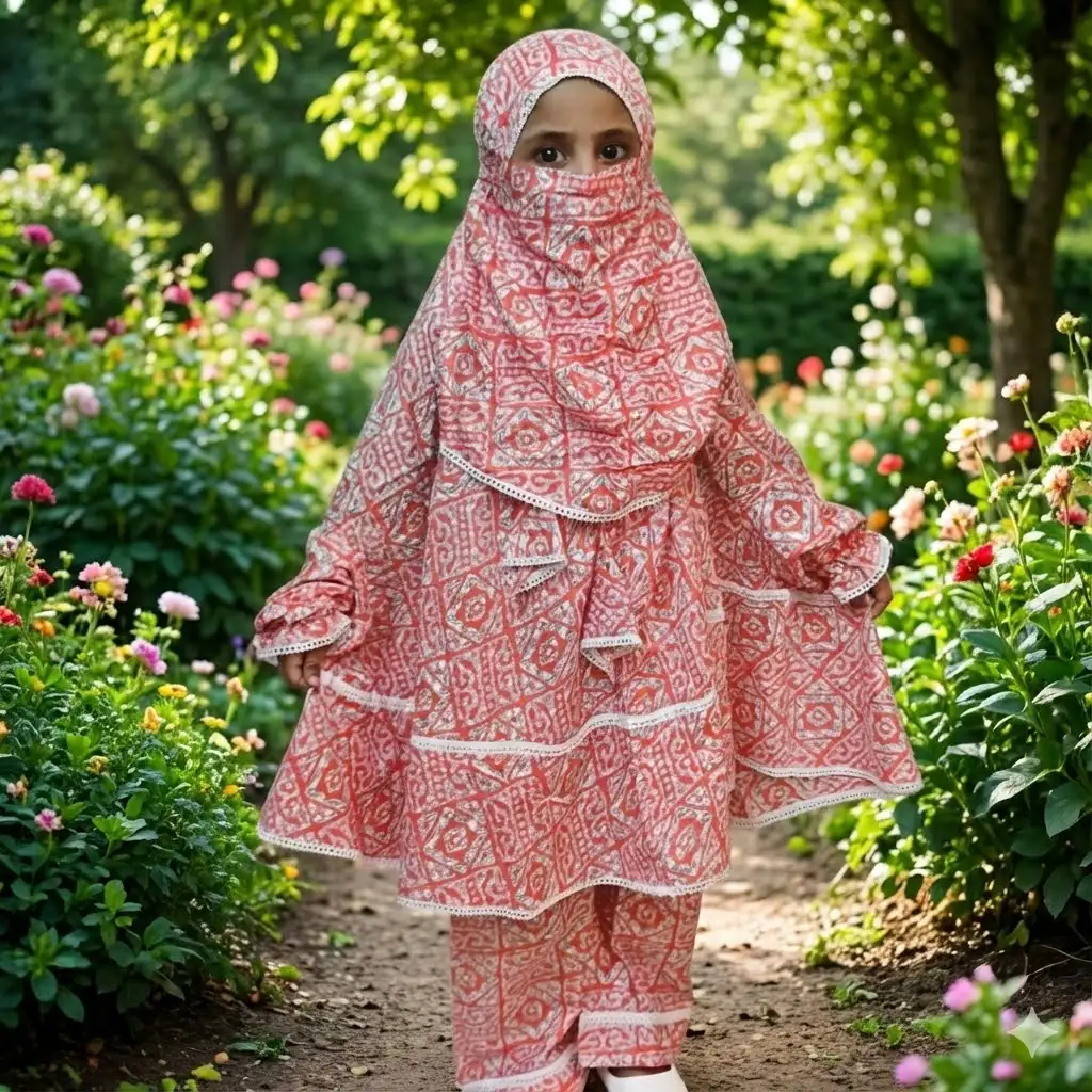 Kids Cotton Khimar Set KCK109